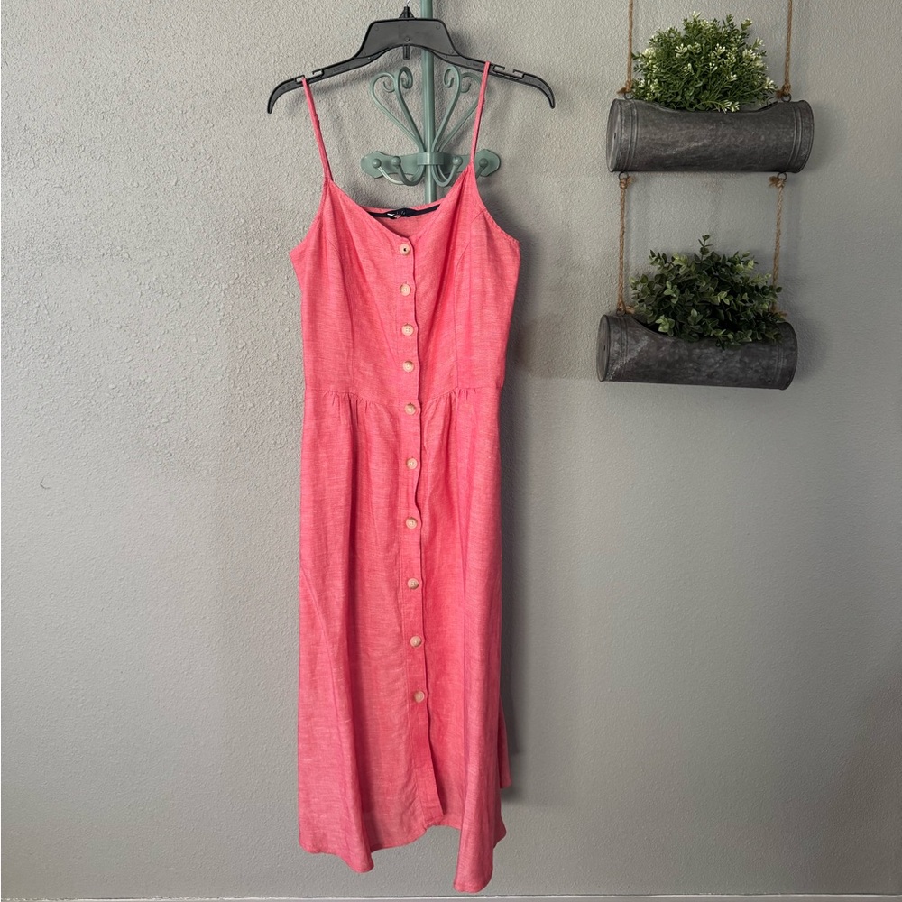 Joules Red Button-Front Midi Dress size 10